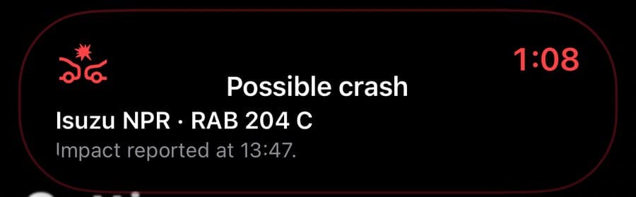 Dynamic Island alert: possible crash