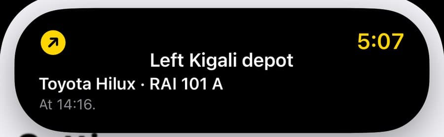 Dynamic Island alert: vehicle left the depot