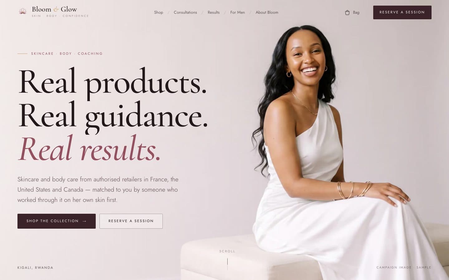 Bloom & Glow homepage